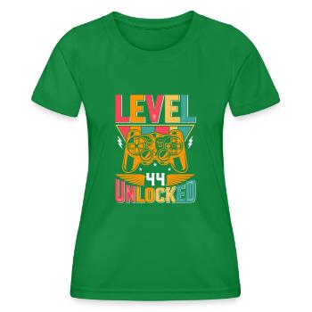 Level 44 Freigeschaltet Awesome seit 1979 Funny Gamer - Frauen Funktions-T-Shirt - Kelly Green - Vorne - AI Model Female 172 dark (172cm)