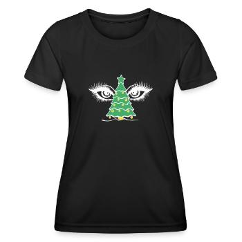 Ugly Christmas Ugly Christmas Tree Eyes - Women's Functional T-Shirt - black - Front - AI Model Female 172 light (172cm)