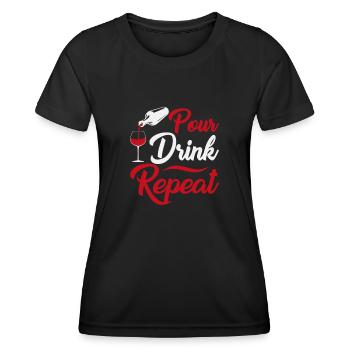 Verser la boisson répéter - T-shirt sport Femme - noir - Devant - AI Model Female 172 light (172cm)