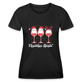 Spiritueux de Noël Verres de Vin Vacances - T-shirt sport Femme - noir - Devant - AI Model Female 172 light (172cm)