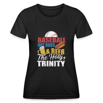 Hot-dogs de baseball et bière The Holy Trinity Baseball - T-shirt sport Femme - noir - Devant - AI Model Female 172 light (172cm)