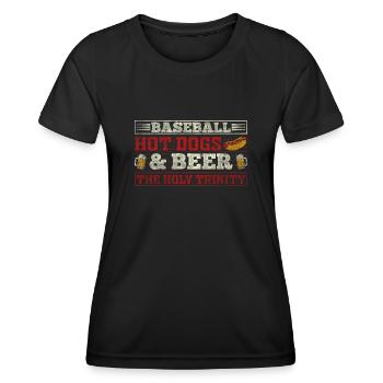 Hot-dogs de baseball et bière The Holy Trinity Baseball - T-shirt sport Femme - noir - Devant - AI Model Female 172 light (172cm)