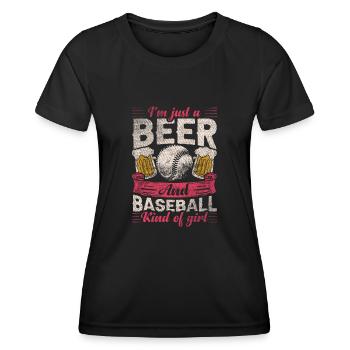I'm Just A Beer & Baseball Kind Of Girl Baseball - Women's Functional T-Shirt - black - Front - AI Model Female 172 light (172cm)