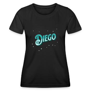 Diego Namen personalisiert - Frauen Funktions-T-Shirt - Schwarz - Vorne - AI Model Female 172 light (172cm)