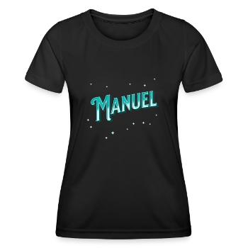 Manuel nom personnalisé - T-shirt sport Femme - noir - Devant - AI Model Female 172 light (172cm)