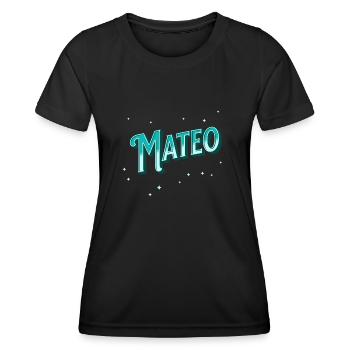Mateo Namen personalisiert - Frauen Funktions-T-Shirt - Schwarz - Vorne - AI Model Female 172 light (172cm)
