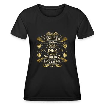 Octobre 1962 - Cadeau du 60e anniversaire. Légende. - T-shirt sport Femme - noir - Devant - AI Model Female 172 light (172cm)