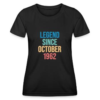 Octobre 1962 - Cadeau du 60e anniversaire. Légende. - T-shirt sport Femme - noir - Devant - AI Model Female 172 light (172cm)