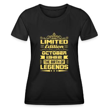 Octobre 1962 - Cadeau du 60e anniversaire. Légende. - T-shirt sport Femme - noir - Devant - AI Model Female 172 light (172cm)