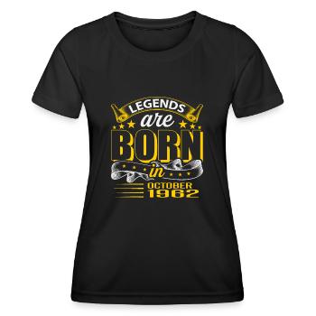 Octobre 1962 - Cadeau du 60e anniversaire. Légende. - T-shirt sport Femme - noir - Devant - AI Model Female 172 light (172cm)