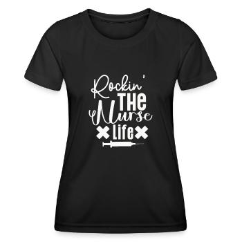Rockin The Nurse Life - Frauen Funktions-T-Shirt - Schwarz - Vorne - AI Model Female 172 light (172cm)