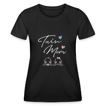 Pregnant with twins Twin Mom - Women's Functional T-Shirt - black - Front - AI Model Female 172 light (172cm)