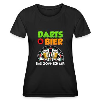 Fléchettes & bière que je m’offre aux joueurs de fléchettes - T-shirt sport Femme - noir - Devant - AI Model Female 172 light (172cm)