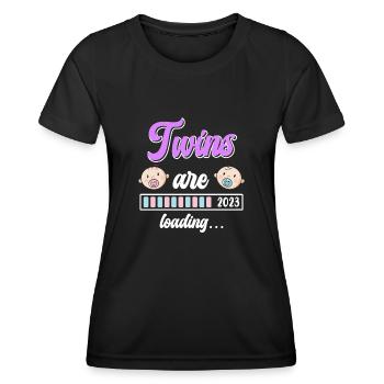 Twin Mom Twins charge Young Girls Mom - T-shirt sport Femme - noir - Devant - AI Model Female 172 light (172cm)