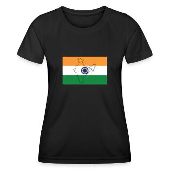 Drapeau de l’Inde - T-shirt sport Femme - noir - Devant - AI Model Female 172 light (172cm)
