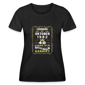 Oktober 1982 - 40. Geburtstag Geschenk. Legende. - Frauen Funktions-T-Shirt - Schwarz - Vorne - AI Model Female 172 light (172cm)