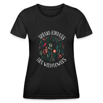 Freundlichkeit Wie Wildblumen Verbreiten - Frauen Funktions-T-Shirt - Schwarz - Vorne - AI Model Female 172 light (172cm)
