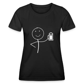 Stick figure with beer - Women's Functional T-Shirt - black - Front - AI Model Female 172 light (172cm)