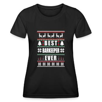 Drôle de Noël moche Meilleur barman de tous les temps - T-shirt sport Femme - noir - Devant - AI Model Female 172 light (172cm)