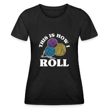 Knitting Wool Yarn - Women's Functional T-Shirt - black - Front - AI Model Female 172 light (172cm)