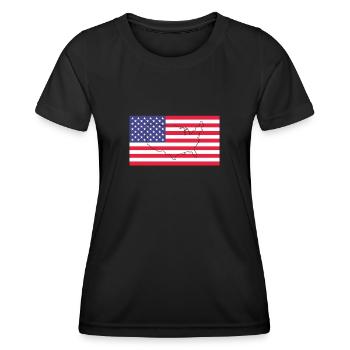 Drapeau de l’Amérique - T-shirt sport Femme - noir - Devant - AI Model Female 172 light (172cm)