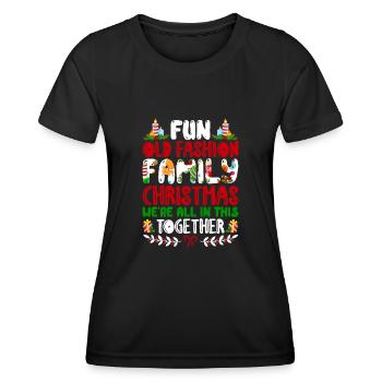 Altmodische Familienweihnacht Ugly Christmas - Frauen Funktions-T-Shirt - Schwarz - Vorne - AI Model Female 172 light (172cm)