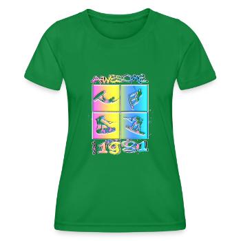 Awesome since 1981. Wakeboard Lifestyle - Frauen Funktions-T-Shirt - Kelly Green - Vorne - AI Model Female 172 dark (172cm)