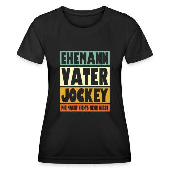 Jockey Vater Ehemann Held - Frauen Funktions-T-Shirt - Schwarz - Vorne - AI Model Female 172 light (172cm)