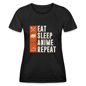 Répétition de l’anime du sommeil - T-shirt sport Femme - noir - Devant - AI Model Female 172 light (172cm)
