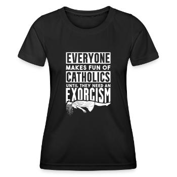 Catholiques, Église, Exorcisme - T-shirt sport Femme - noir - Devant - AI Model Female 172 light (172cm)