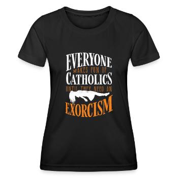 Catholiques, Église, Exorcisme - T-shirt sport Femme - noir - Devant - AI Model Female 172 light (172cm)
