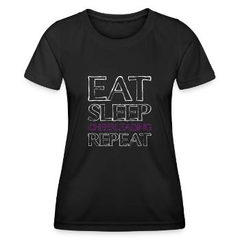 eat sleep cheerleading - Frauen Funktions-T-Shirt - Schwarz - Vorne - AI Model Female 172 light (172cm)