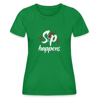 Sip happens - Women's Functional T-Shirt - kelly green - Front - AI Model Female 172 dark (172cm)