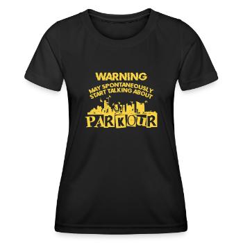 Parkour Free Running Traceur - T-shirt sport Femme - noir - Devant - AI Model Female 172 light (172cm)