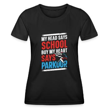 Parkour Free Running Traceur - T-shirt sport Femme - noir - Devant - AI Model Female 172 light (172cm)