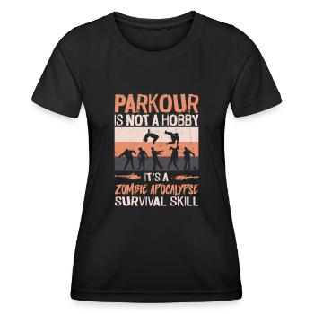 Parkour Free Running Traceur - T-shirt sport Femme - noir - Devant - AI Model Female 172 light (172cm)