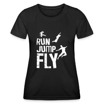 Parkour Free Running Traceur - T-shirt sport Femme - noir - Devant - AI Model Female 172 light (172cm)