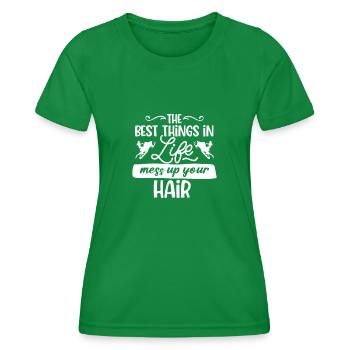 The Best Things Life Mess Up Hair Snowmobile Woman - Women's Functional T-Shirt - kelly green - Front - AI Model Female 172 dark (172cm)