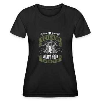 I'm A Veteran What's Your Superpower, Veteran - Frauen Funktions-T-Shirt - Schwarz - Vorne - AI Model Female 172 light (172cm)