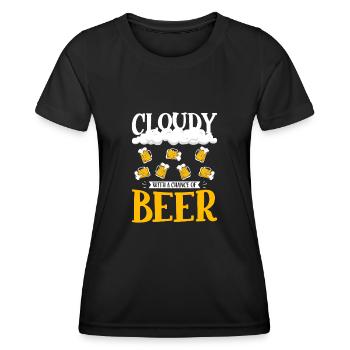 Nuageux avec une chance pour la conception de la bière - T-shirt sport Femme - noir - Devant - AI Model Female 172 light (172cm)