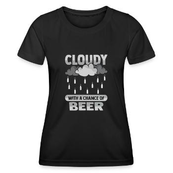 Nuageux avec une chance pour la conception de la bière - T-shirt sport Femme - noir - Devant - AI Model Female 172 light (172cm)