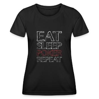 Manger Sleep Poker - T-shirt sport Femme - noir - Devant - AI Model Female 172 light (172cm)
