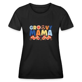 groovy mom expectant mom family gift - Women's Functional T-Shirt - black - Front - AI Model Female 172 light (172cm)
