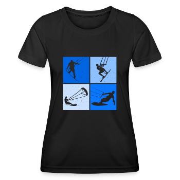 Kite Surfing, Kite Board, Lifestyle Vintage Design - Women's Functional T-Shirt - black - Front - AI Model Female 172 light (172cm)