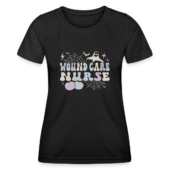 Infirmière en soins des plaies Halloween RN Cadeau de soins infirmiers des plaies - T-shirt sport Femme - noir - Devant - AI Model Female 172 light (172cm)