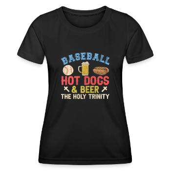 Hot-dogs de baseball et bière The Holy Trinity Baseball - T-shirt sport Femme - noir - Devant - AI Model Female 172 light (172cm)
