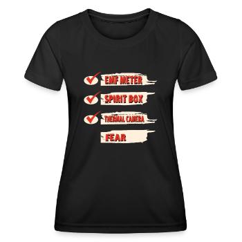 Geisterjäger Paranormaler Investigator - Frauen Funktions-T-Shirt - Schwarz - Vorne - AI Model Female 172 light (172cm)