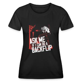 Parkour Free Running Traceur - T-shirt sport Femme - noir - Devant - AI Model Female 172 light (172cm)