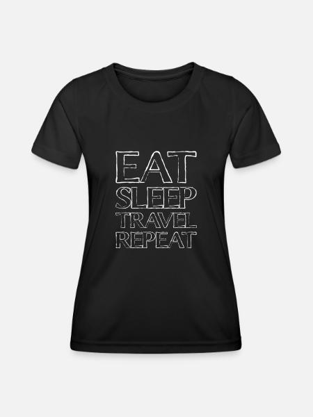 Eating Sleep Travel - Women's Functional T-Shirt - black