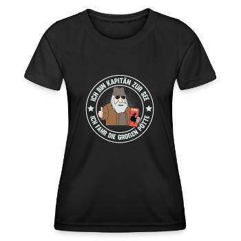 ICH BIN KAPITÄN ZUR SEE ICH FAHR DIE GROßEN PÖTTE - Frauen Funktions-T-Shirt - Schwarz - Vorne - AI Model Female 172 light (172cm)